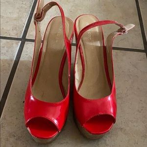 Madden girl red platform wedge sandals